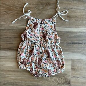 Floral Print Highland Steer Romper